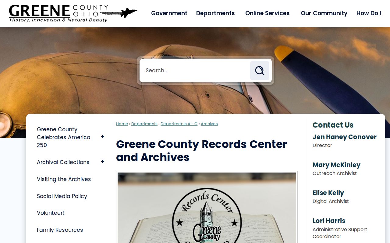 Beavercreek Township residents directory Greene County Archives access page