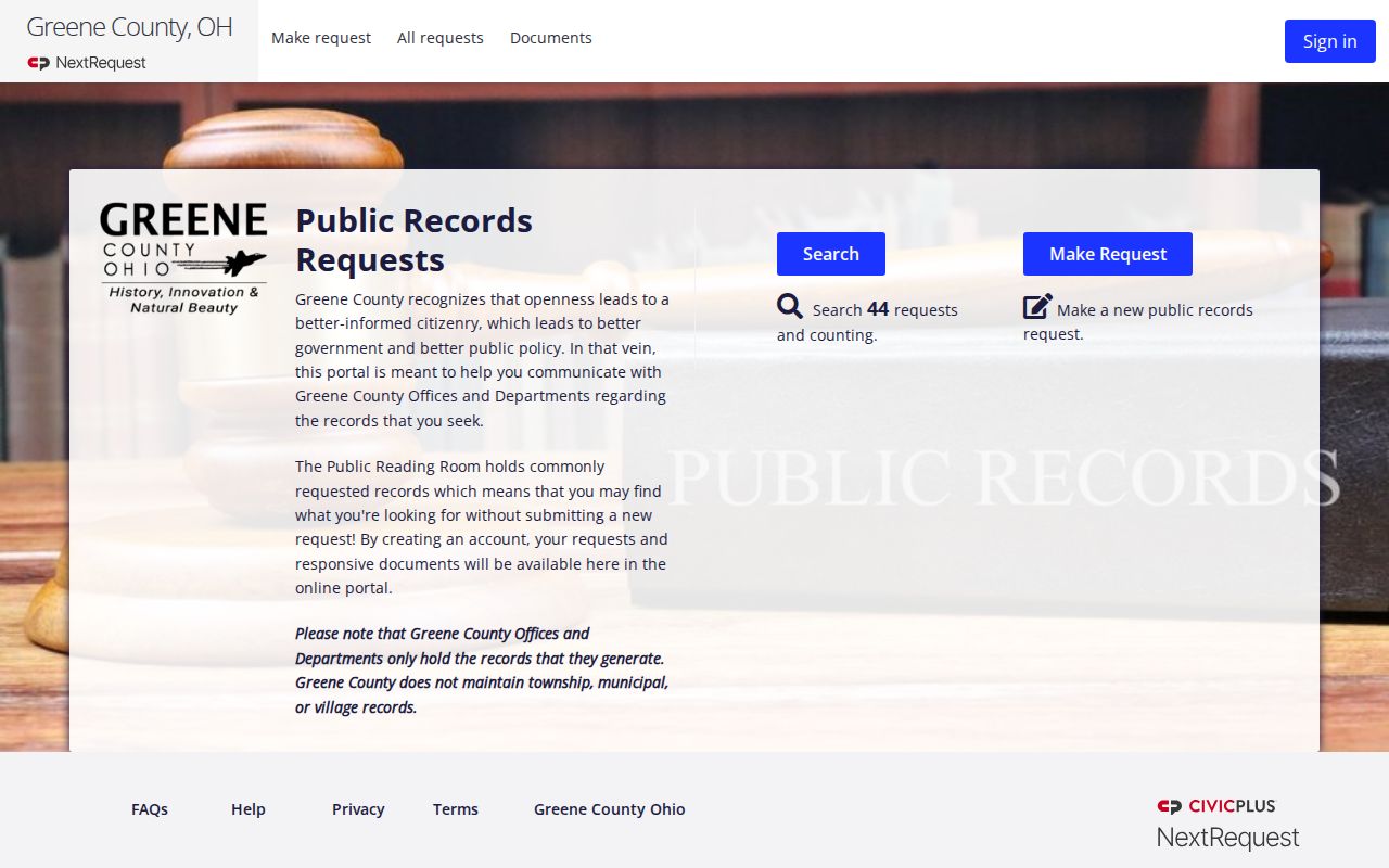 Beavercreek Township residents directory public records request portal