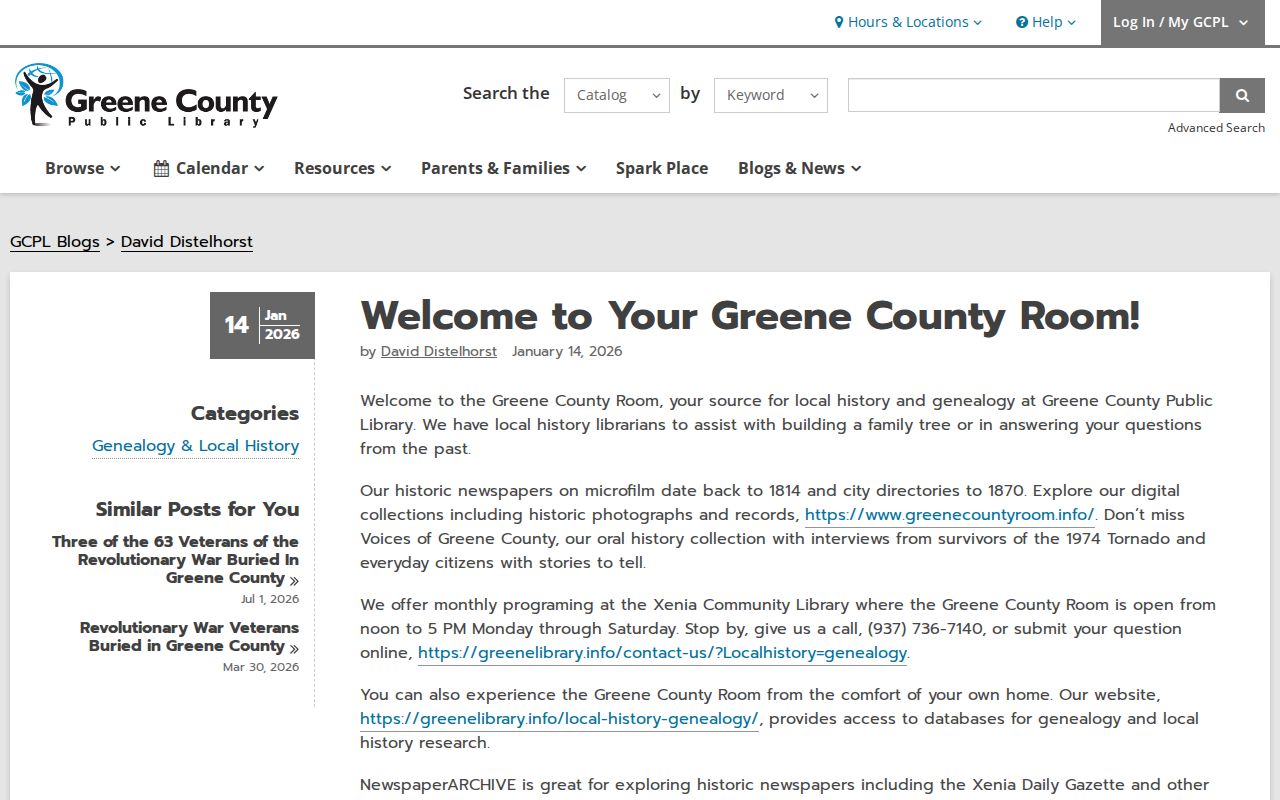 Beavercreek Township city directory research at the Greene County Room