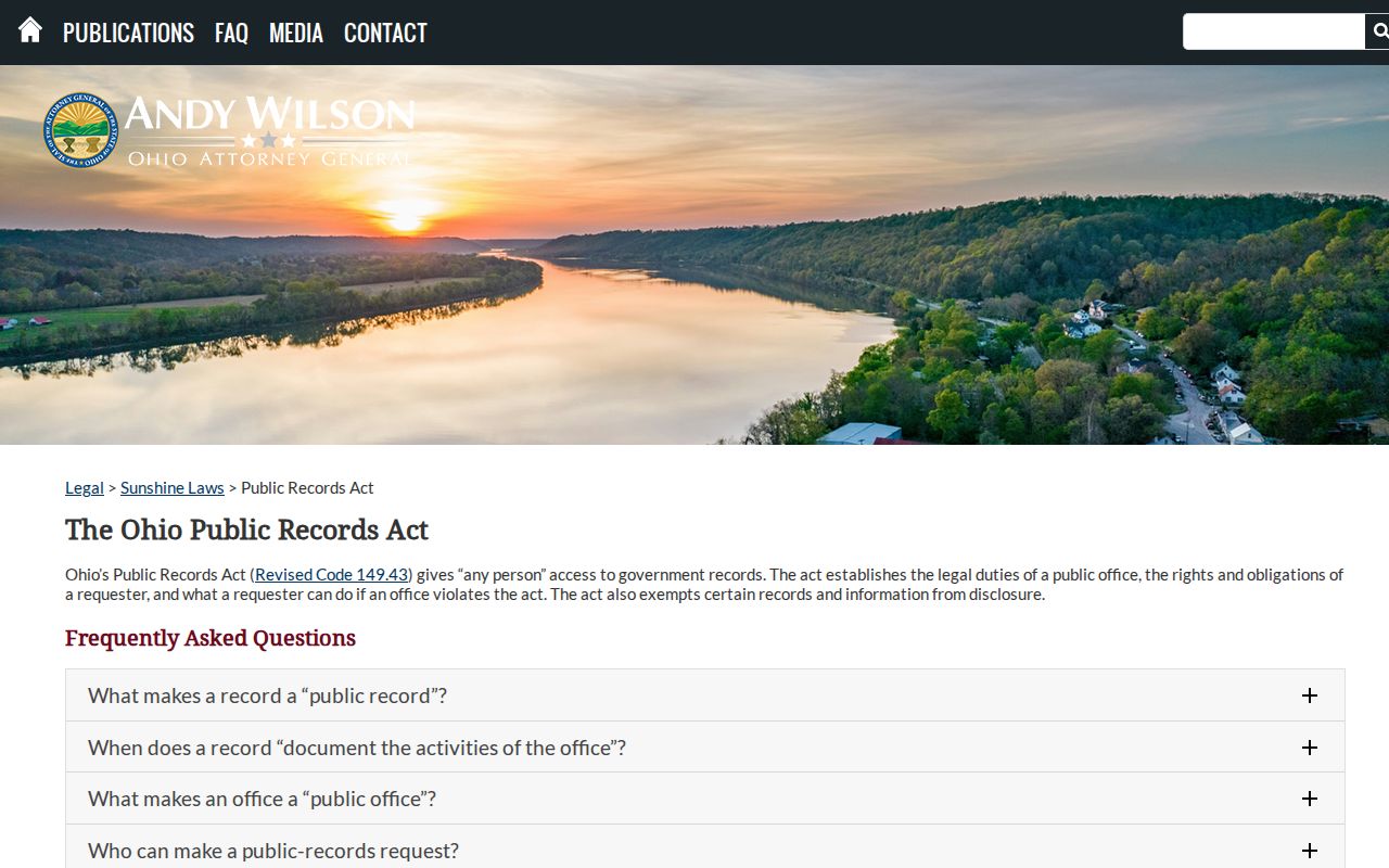 Beavercreek Township neighbors Ohio Public Records Act guidance page
