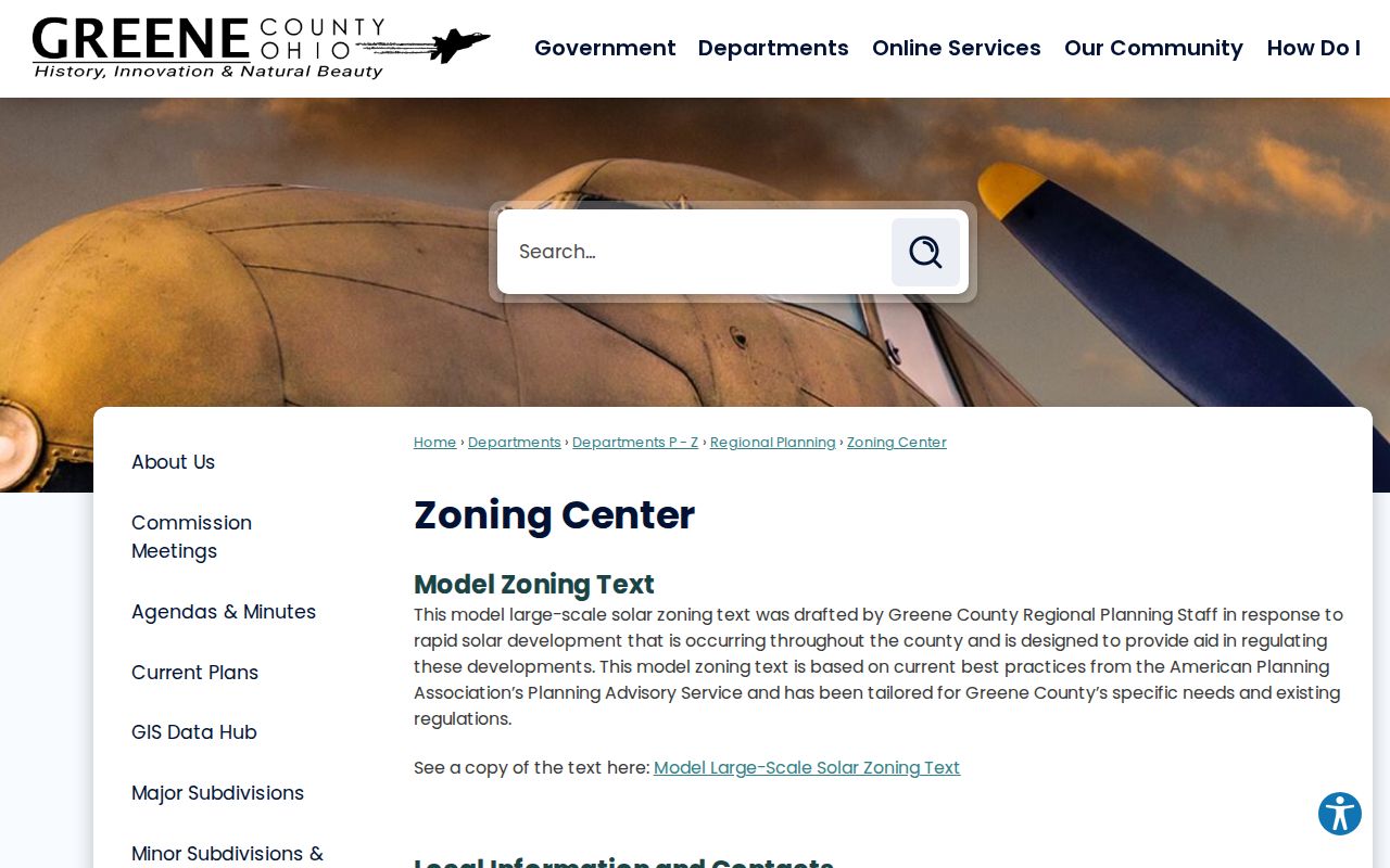 Beavercreek Township street directory Greene County zoning center page